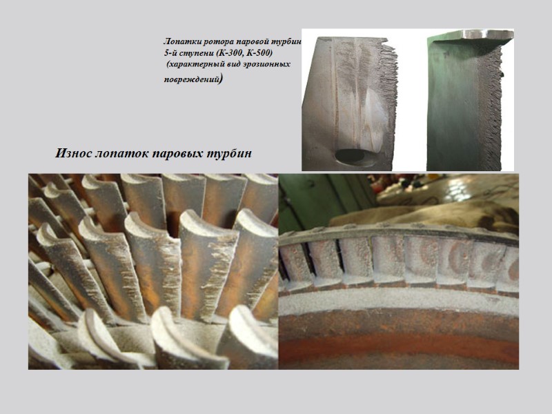 Износ лопаток паровых турбин  Лопатки ротора паровой турбины 5-й ступени (К-300, К-500) 